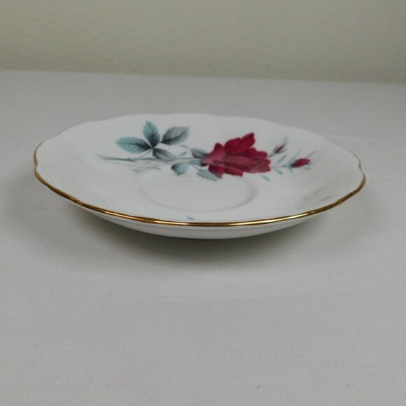 Royal Albert Sweet Romance Saucer ONLY Bone China Red Rose Gold Rim Replacement - Picture 3 of 7
